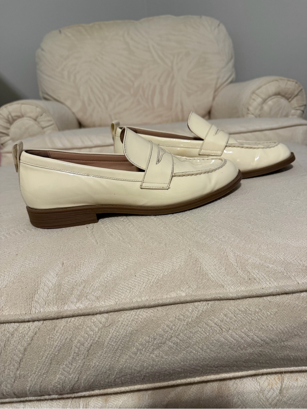 Cole Haan Classic Cream Patent Leather Women's Penny Loafers